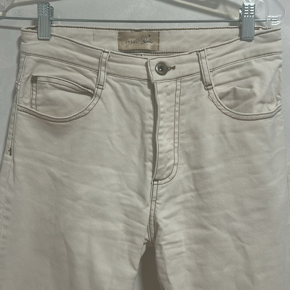 Sessun Marino high rise jean size 36 small white ecru brown contrast stitching - Picture 4 of 10